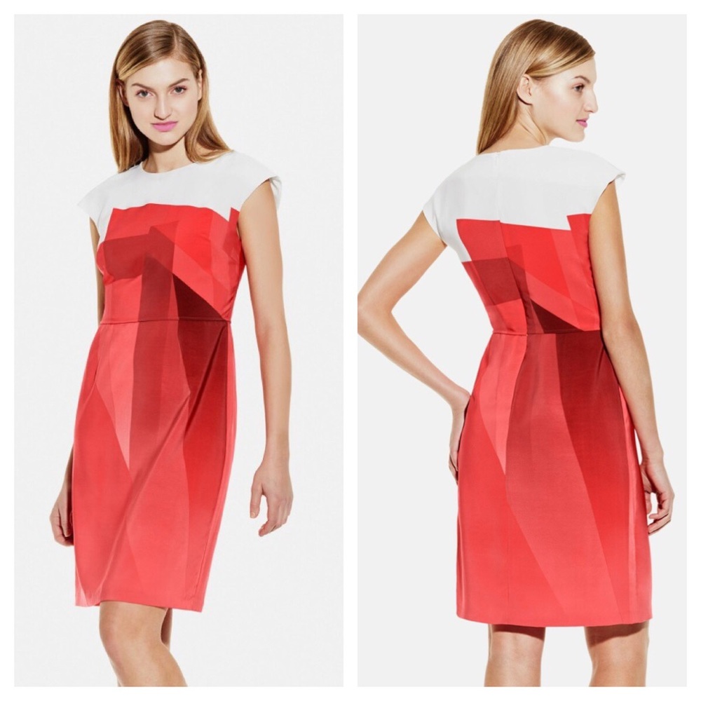 Contrast Yoke Ombré Print Sheath Dress