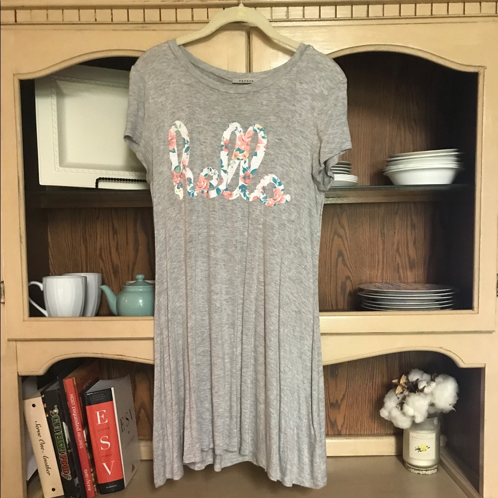 Papaya grey "hello" dress