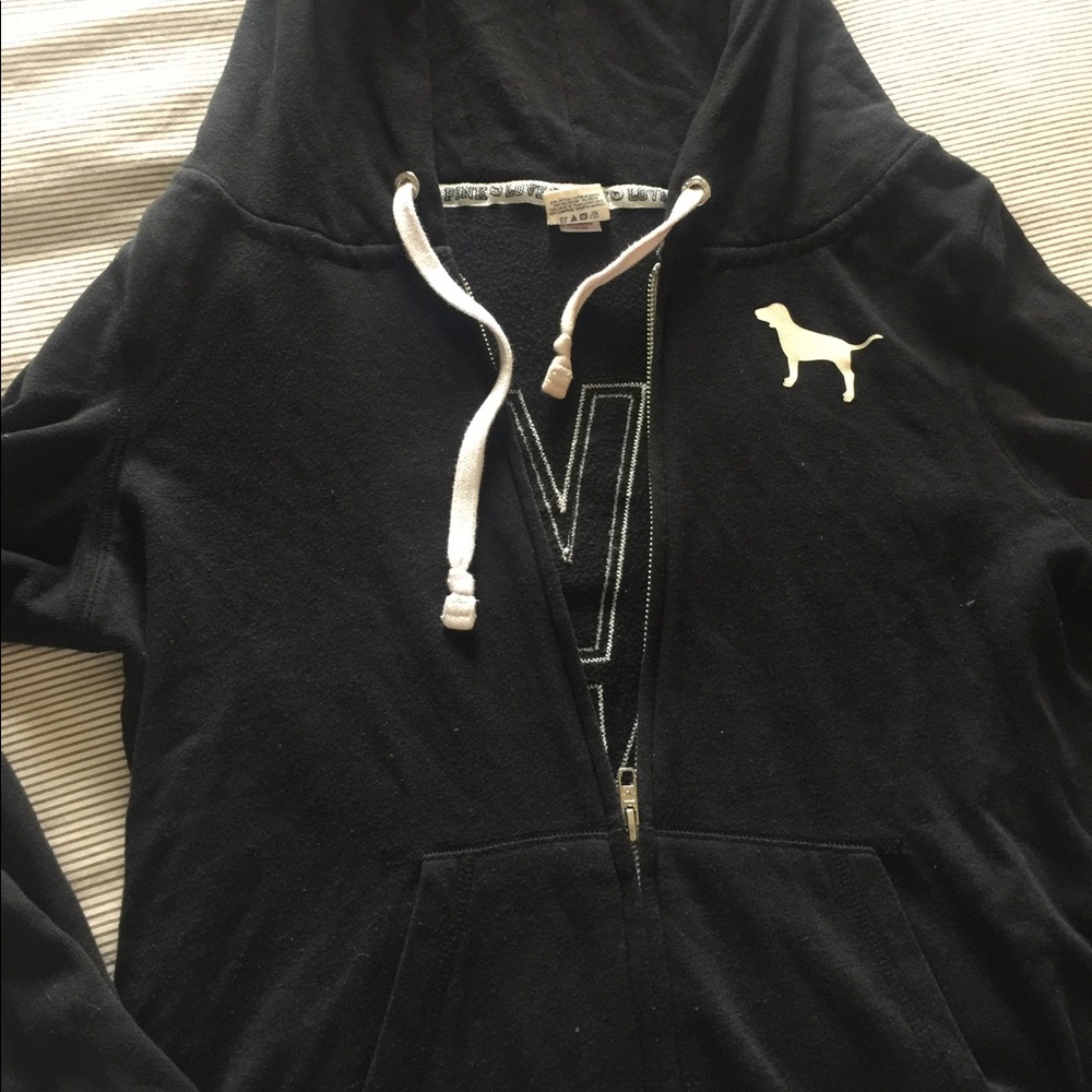 SOLD ✅ PINK Victoria's Secret Logo Zip-Up Jacket - Picture 1 of 3