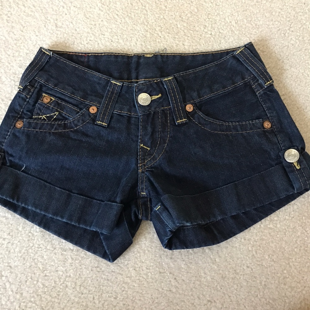 Like New True Religion dark wash shorts