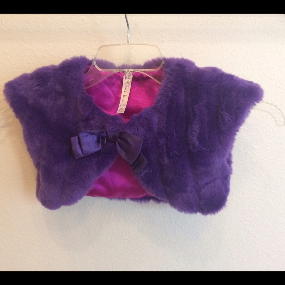 Girls Purple Sleeveless Shrug