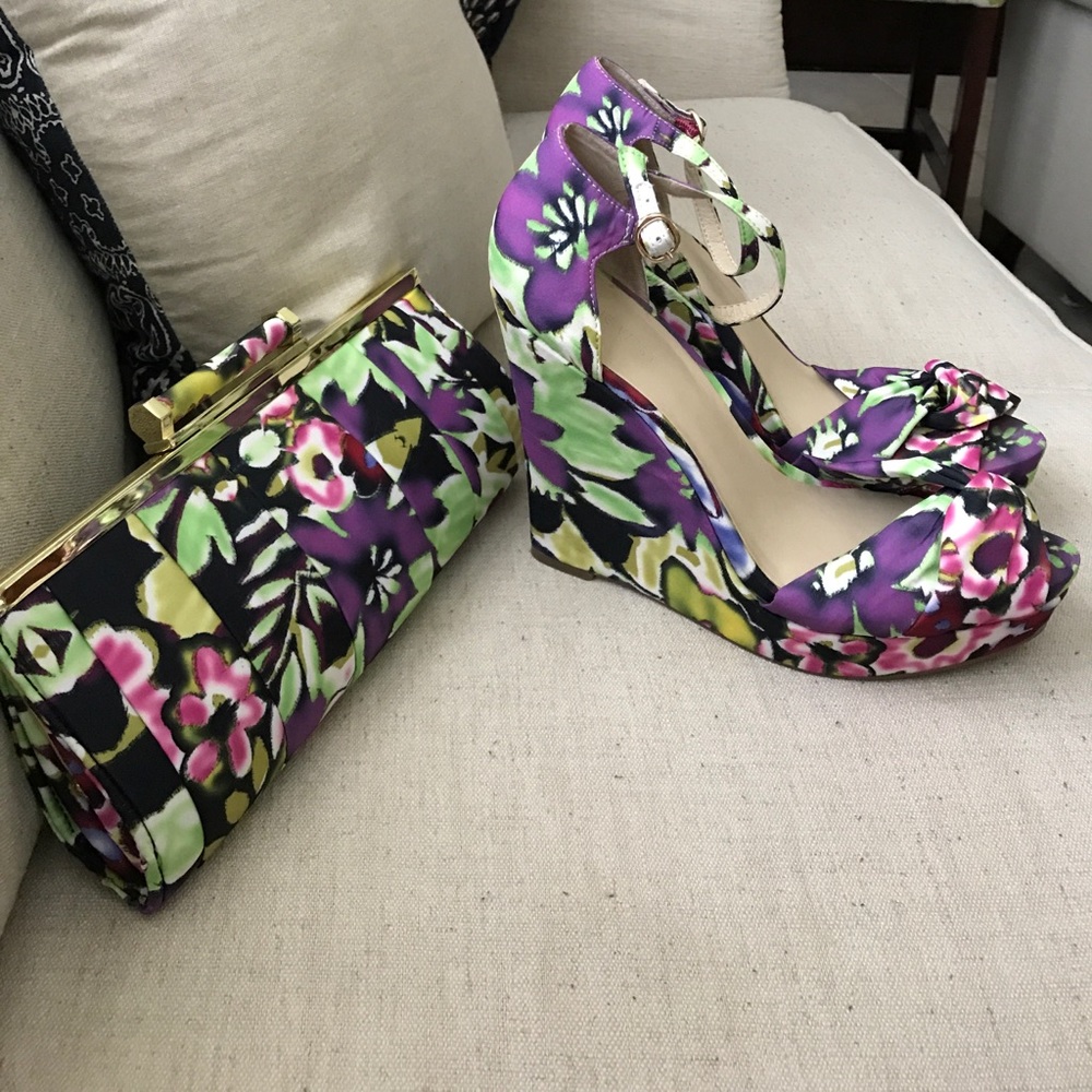 Nine West Wedges (Size 10)  and Clutch Set
