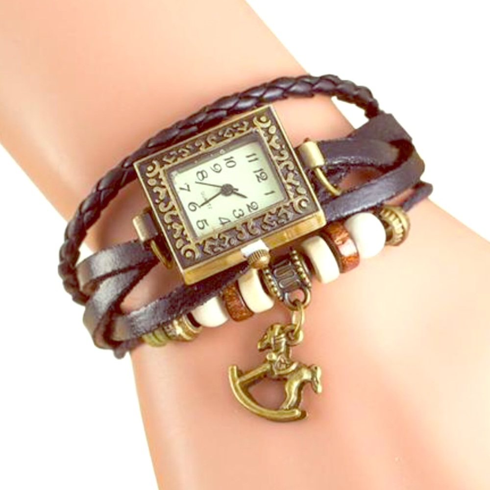 Vintage Style Quartz Watch Leather Bracelet