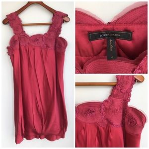 BCBG MaxAzria Bubble Hem Silk Dress, Dusty Rose, M