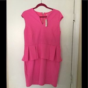 RIVER ISLAND HOT PINK PEPLUM DRESS
