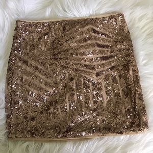 Gold sequin body con skirt