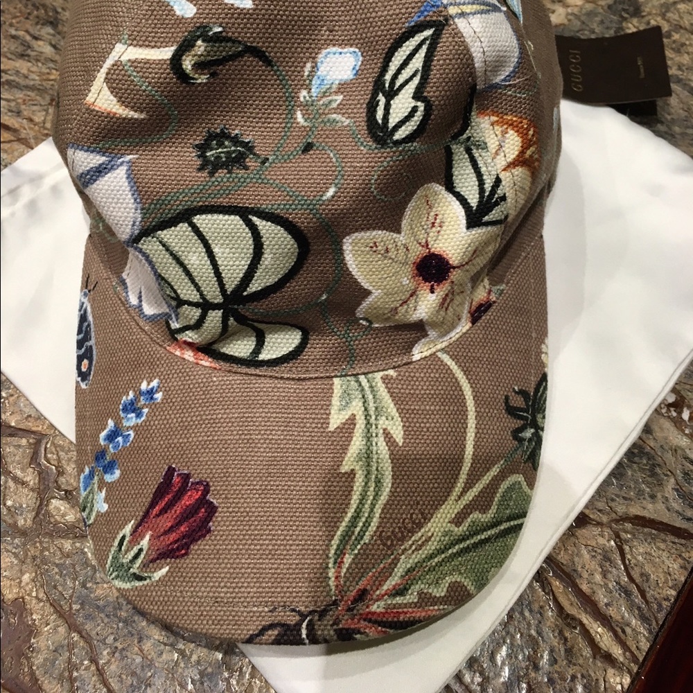 Gucci Baseball Cap Flora Knight Beige Canvas L/58!