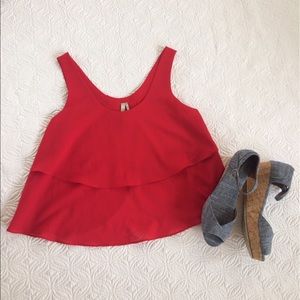 Red Paper Crane layered crop top