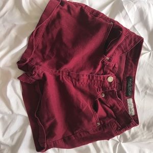 Maroon high waisted shorts