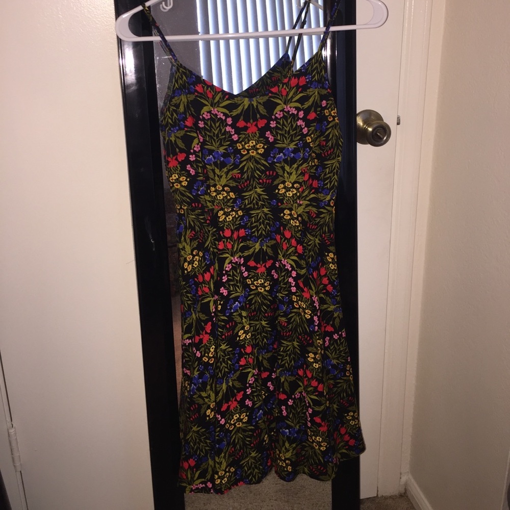 Boho A-line bright floral mini dress🌸