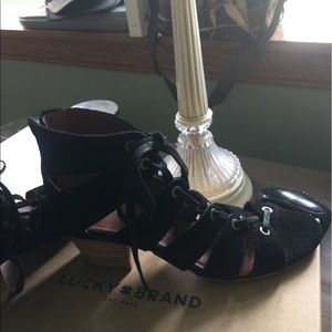 Black lace up sandals lucky brand