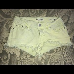 Green Denim Low Rise Shorts
