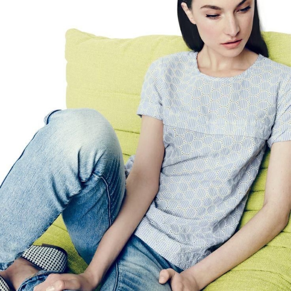 J. Crew seersucker eyelet short sleeve top