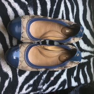 Coach Blue and Beige Flats