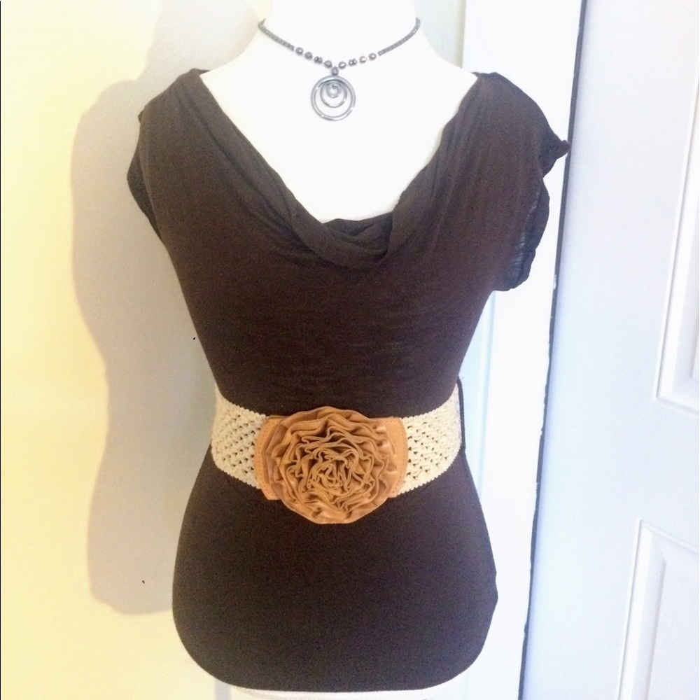 B-wear brown top with beige belt