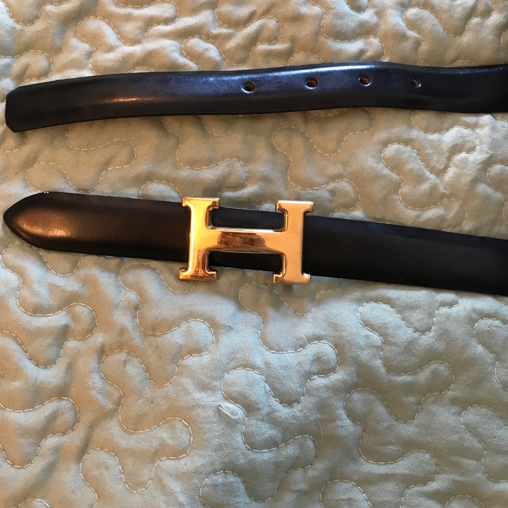 Fransesco Verdiani Black Leather Belt Gold Buckle