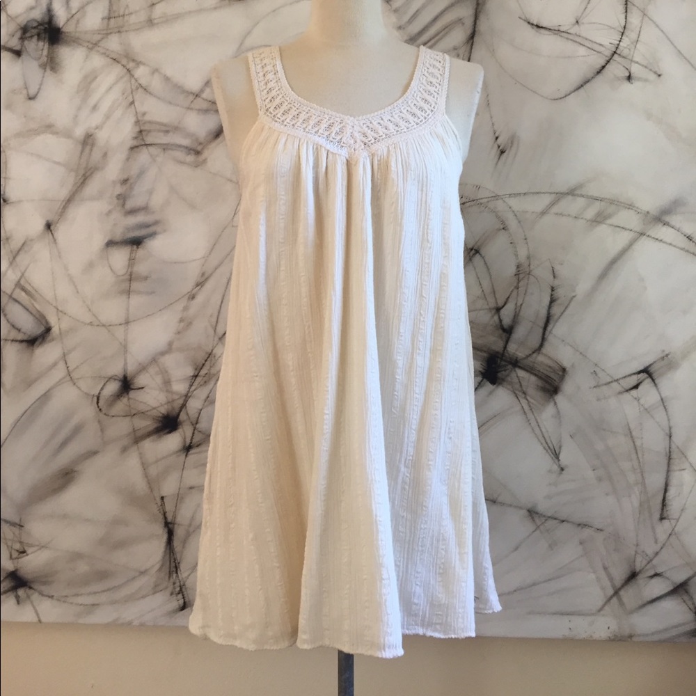 Billabong Off White Gauze and Lace Tunic Tank Top