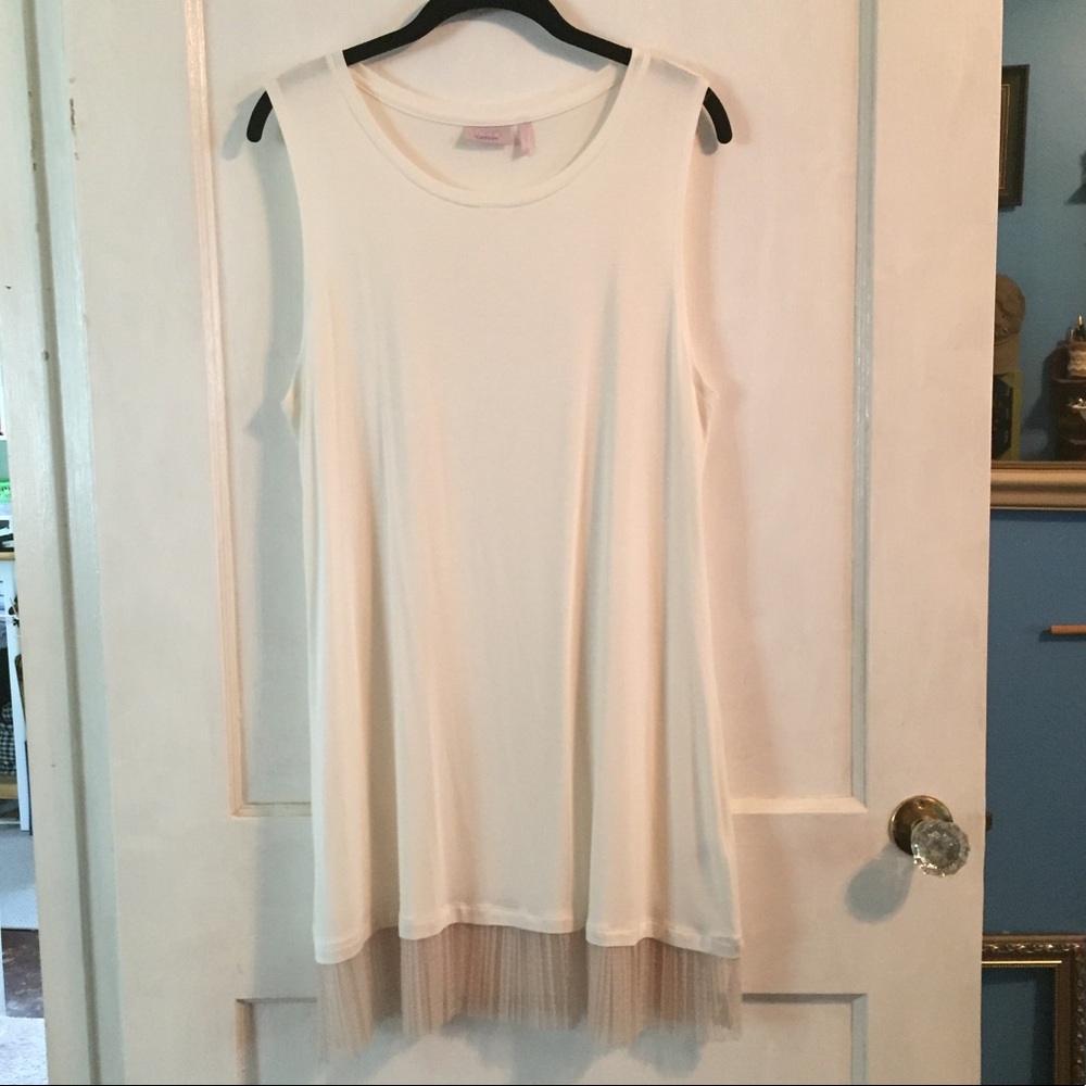 Logo White Tunic Shirt With White Lace Detail