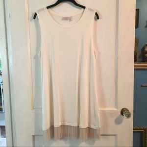 Logo White Tunic Shirt With White Lace Detail