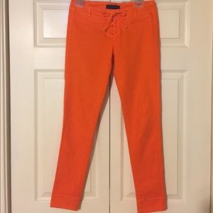 JuicyCouture Orange Lace - Up Skinny Jeans