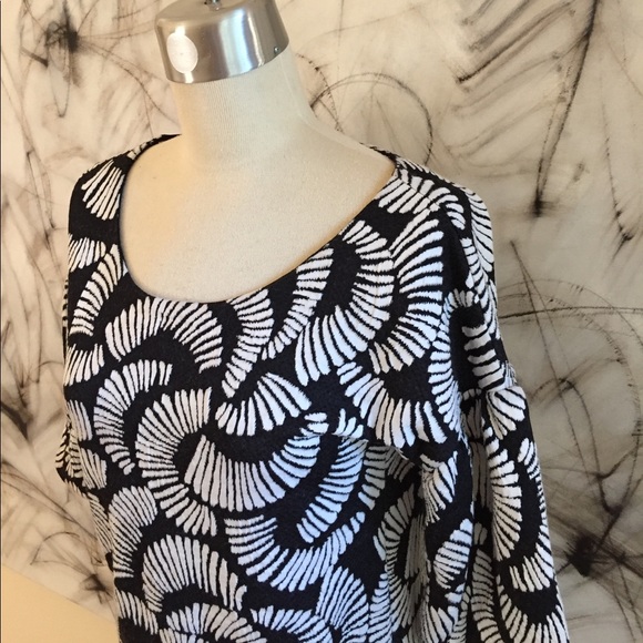 Anthro Maeve Black and White Mutton Sleeve Dress - Picture 3 of 6