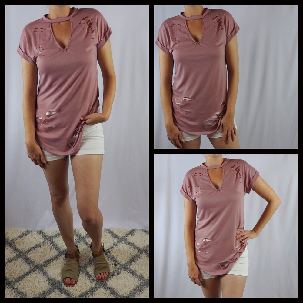 1 LEFT ‼️ Destructive V-Neck Choker Top - Picture 4 of 7