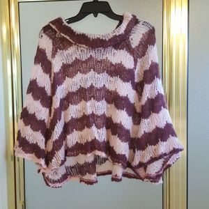 Rose and Mauve Sleeved Poncho OS