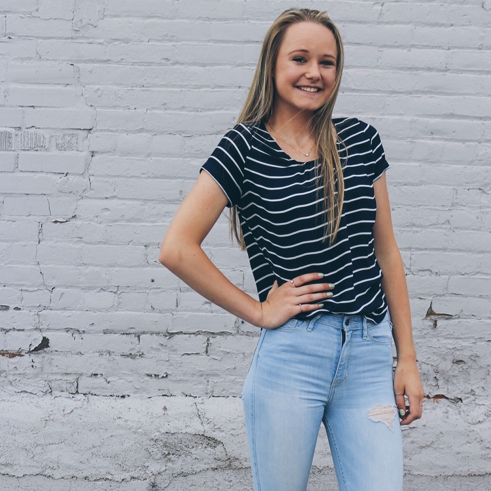 stripey navy blue blouse