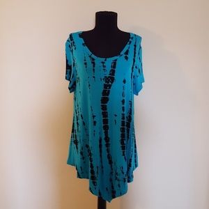Turquoise and Black Tunic Tee