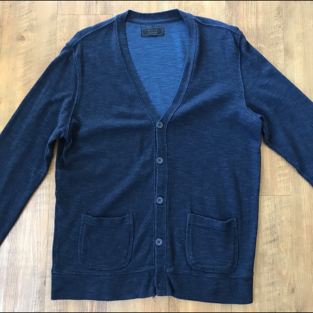 21 Men - Navy Blue, 2-pocket, Button-up Cardigan!
