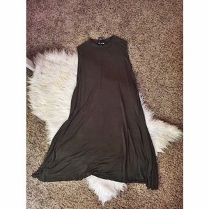 High collar olive green dress