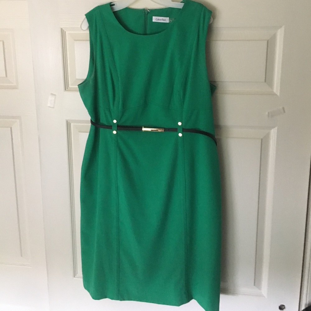 Green belted dress
