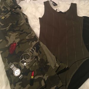 Olive Green Bandage Bodysuit