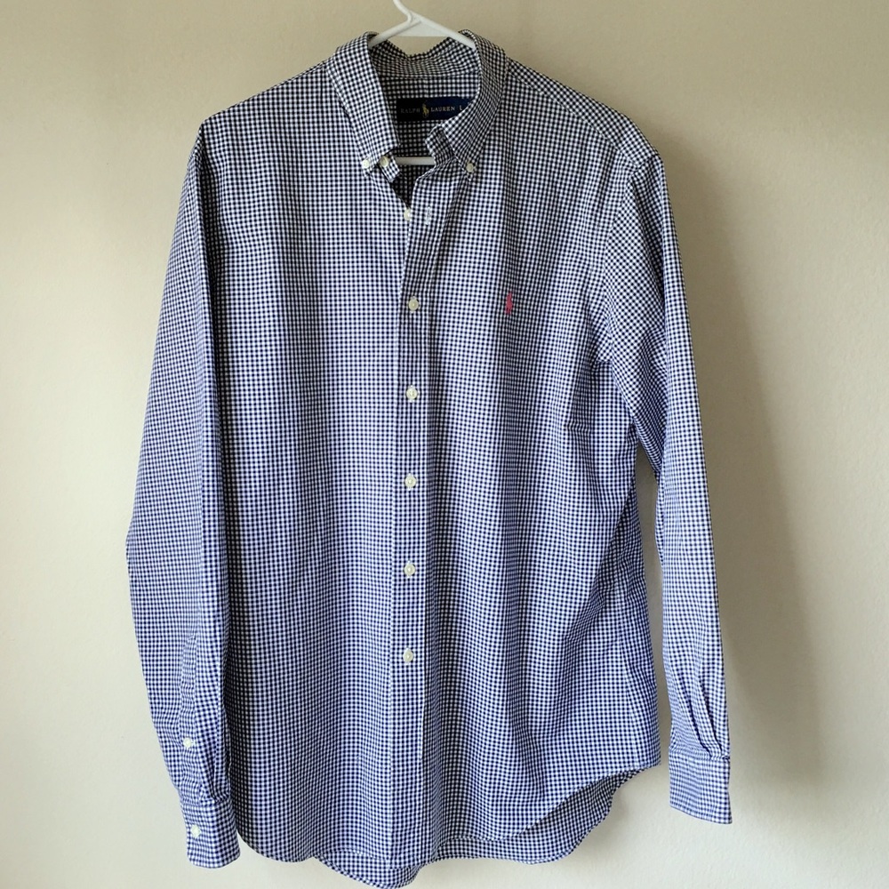 Ralph Lauren Men's Navy/White Gingham Dress Shirt