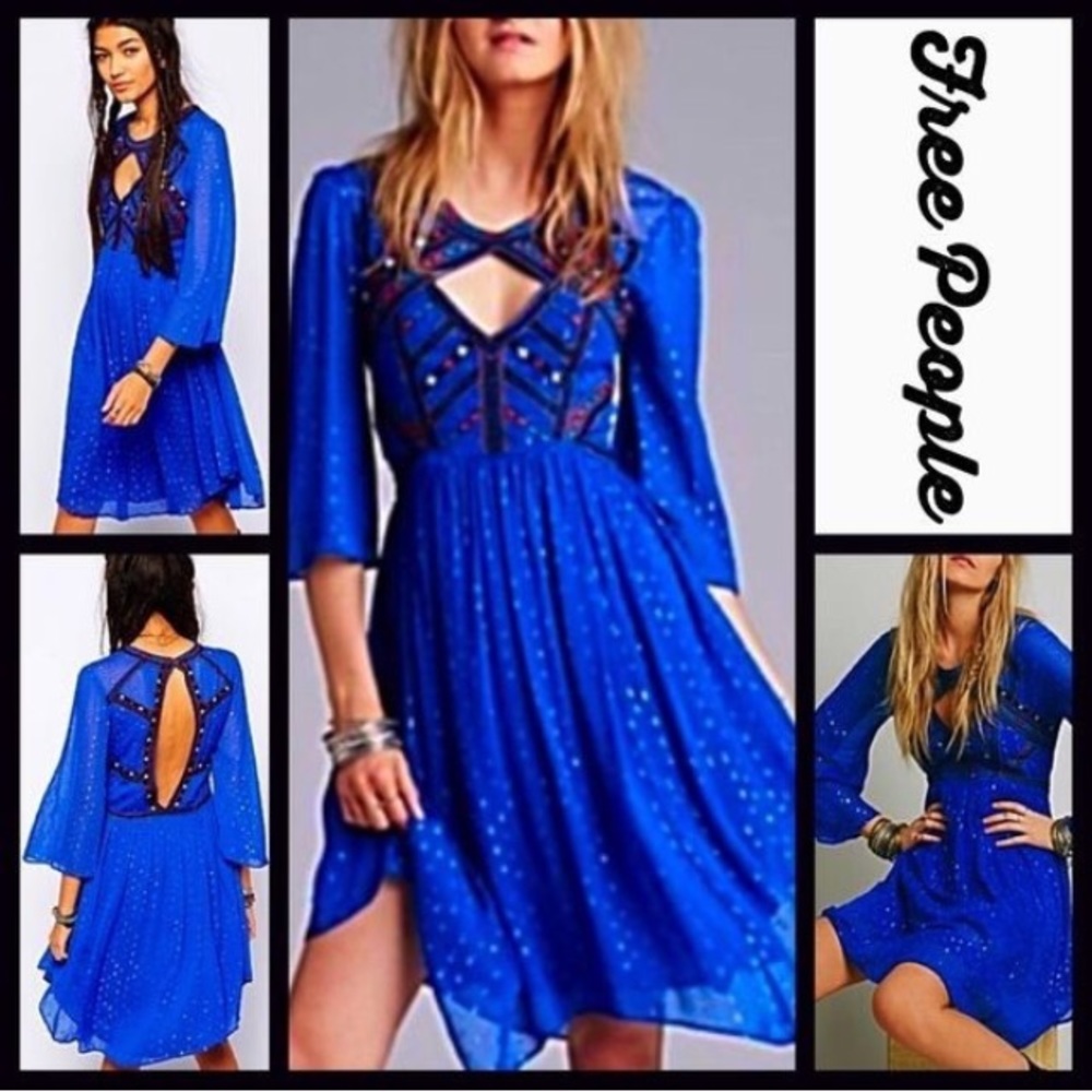 FREE PEOPLE embellished boho chiffon dress