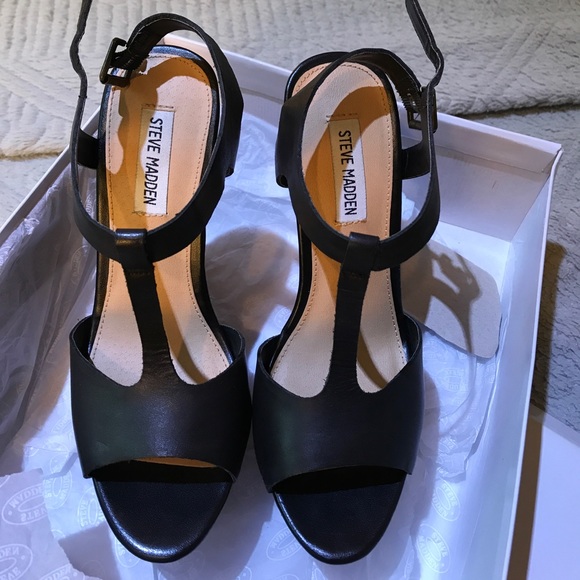 *NEW* 😍 Steve Madden Chayser Leather 7.5 Wedges - Picture 3 of 4