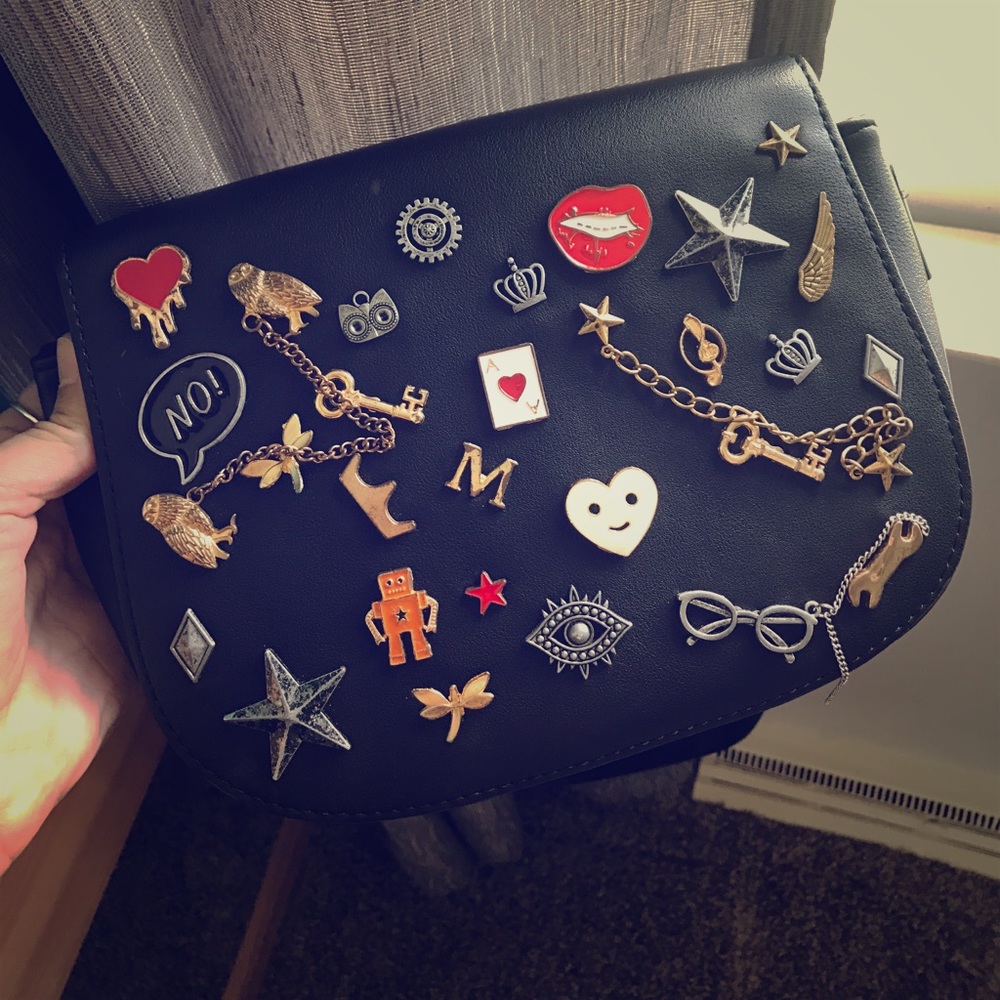 Unique black charm purse