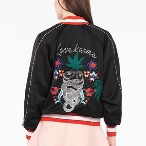 SANDRO Black Love Karma Embroidered Bomber Jacket
