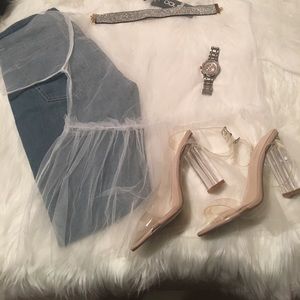 Mesh Oversized Ruffle Top