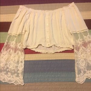 Kendall & Kylie lace off the shoulder crop top