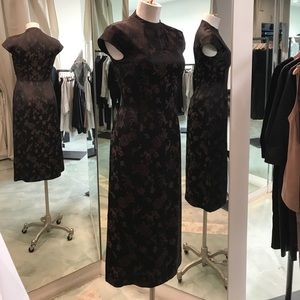 Tahari satin chocolate floral dress