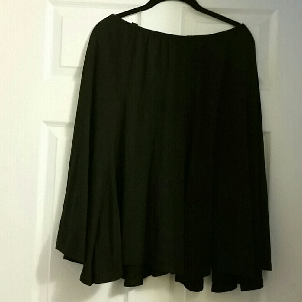 Black cotton flared skirt
