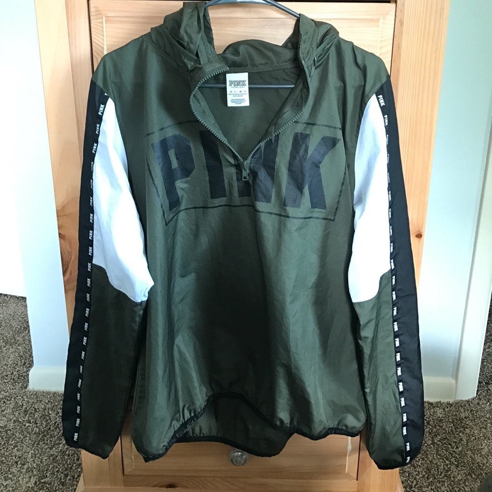 Army green white and black hoodie rain pullover