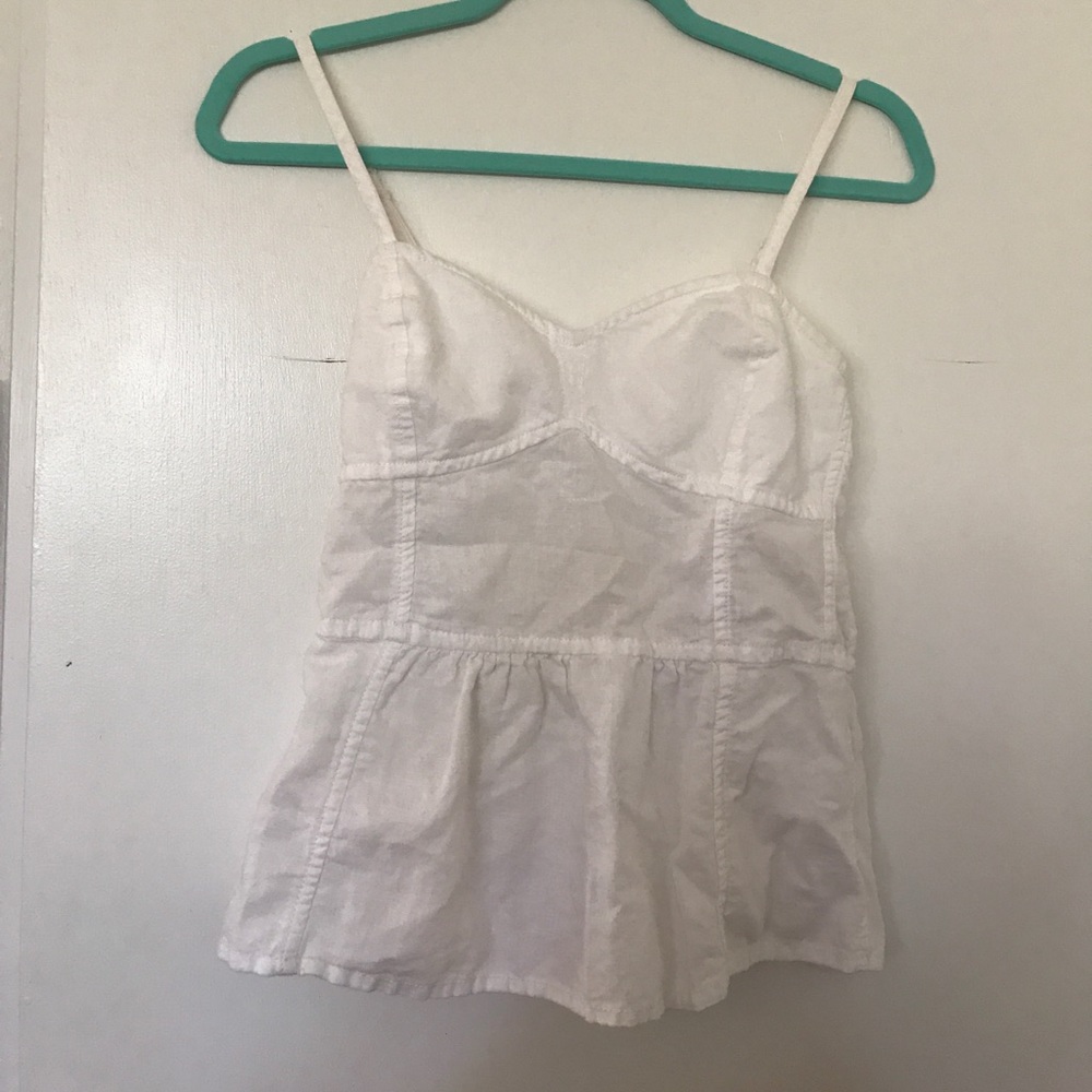 Aerie white linen peplum tank