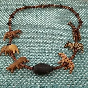 Vintage wooden safari necklace
