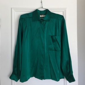 A Christian Dior Emerald Green Silk Blouse