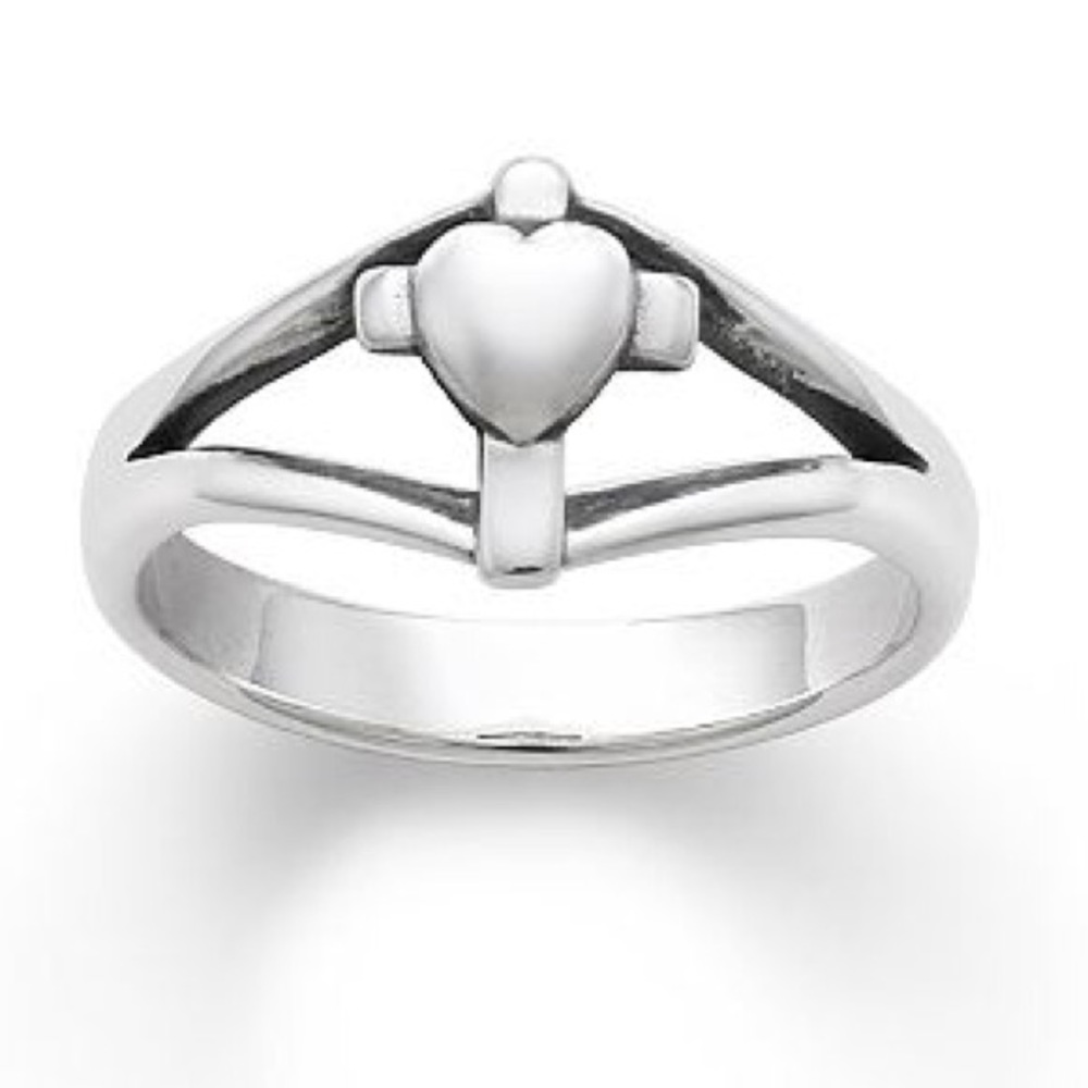 James Avery Cross with Heart Sterling Silver Ring