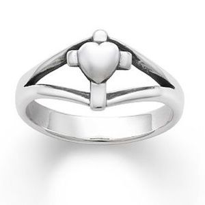 James Avery Cross with Heart Sterling Silver Ring