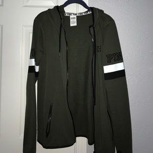 Vs Pink army green zip up hoodie