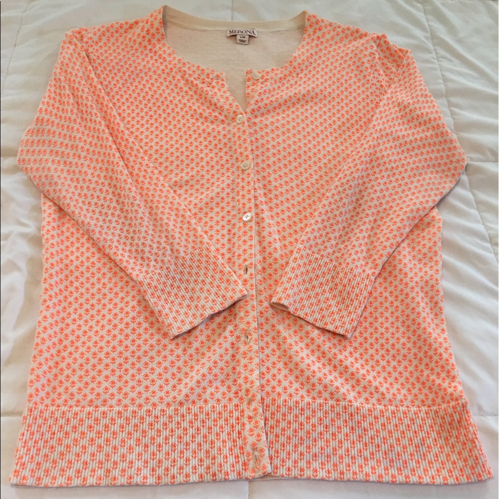 Merona Orange Flower Cardigan